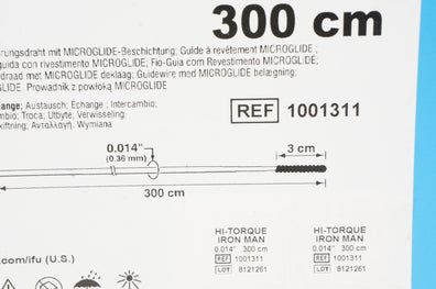 Abbott 1001311 Hi-Torque Iron Man Guide 0.014inch x 300cm (x) - Box of 5
